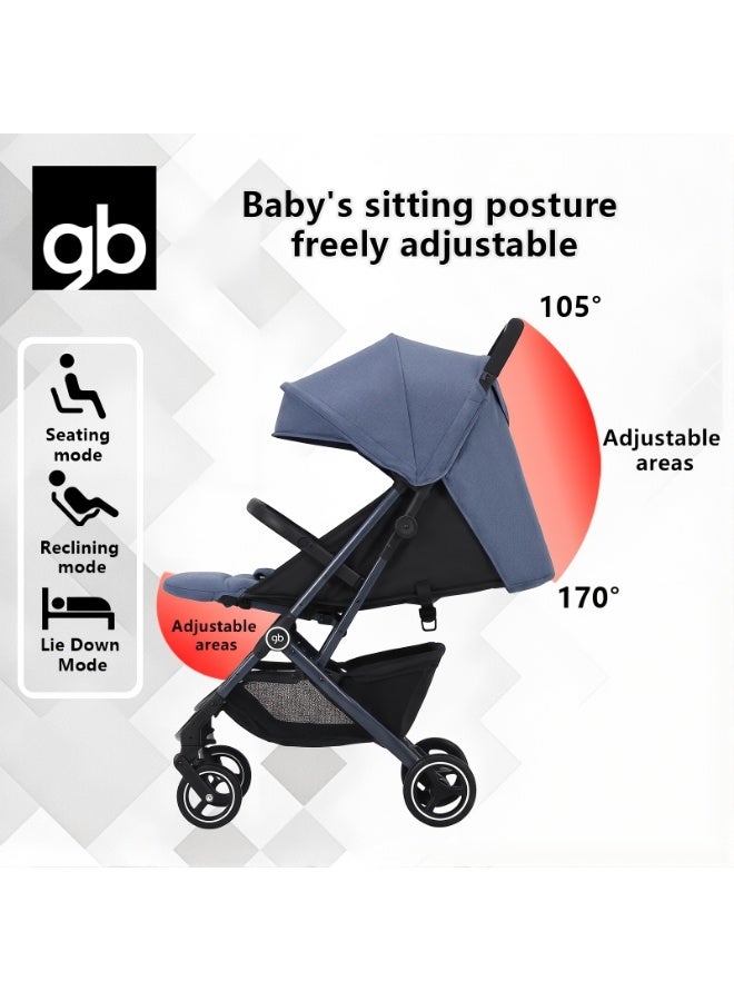 جي بي عربة أطفال خفيفة الوزن للسفر من gb WEE، مناسبة للأطفال الرضع والصغار، متوافقة مع معايير أمتعة الطيران المحمولة، لون أزرق داكن - Image 5